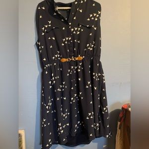 Always Indigo Navy blue dress with birds size 2X
